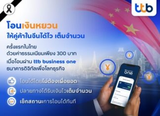 ทีทีบี ยกระดับการค้าไทย-จีน เปิดบริการโอนเงินหยวน “เต็มจำนวน”